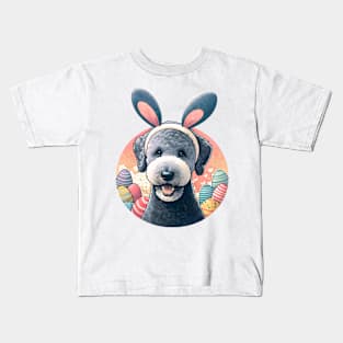 Bedlington Terrier Celebrates Easter with Bunny Ears Kids T-Shirt